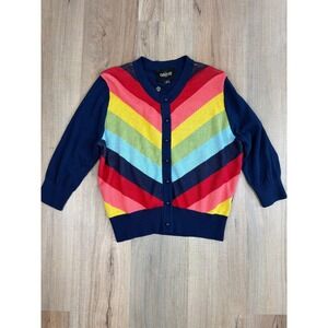 Collectif London Serenity Rainbow Cardigan Navy Blue Multi Stripe XL US 12 NWT
